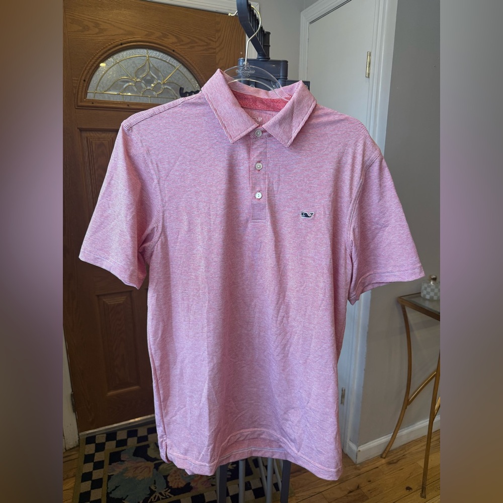 Vineyard Vines Men's Striped Pink Polo